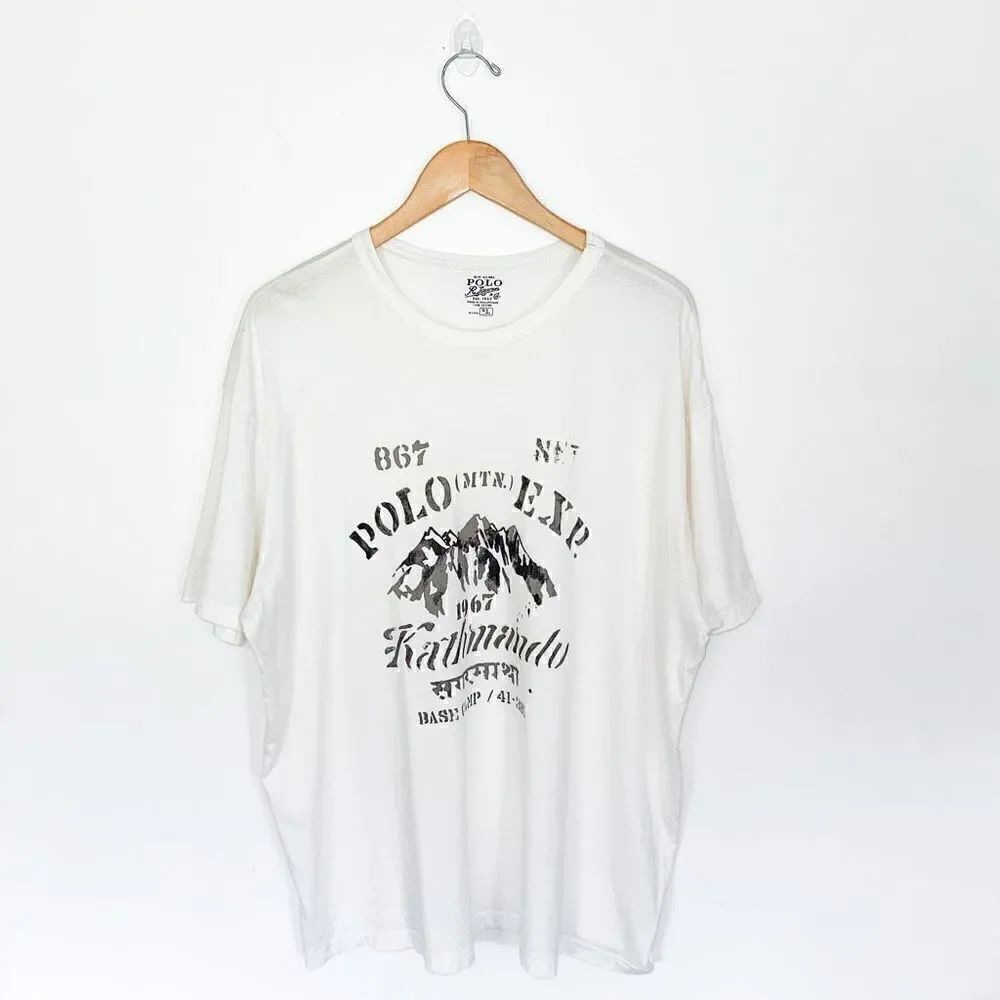 Polo Ralph Lauren Men’s Kathmandu Mountain White Short Sleeve Tee Shirt